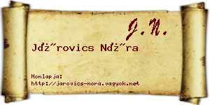 Járovics Nóra névjegykártya